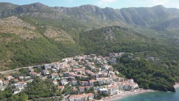 Viajar Cidade Turística Petrovac Montenegro Vista Aérea — Vídeo de Stock