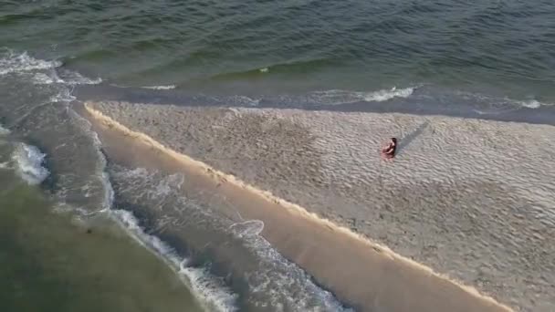 Reizen Aan Rand Van Het Eiland Kinburn Spit Luchtzicht — Stockvideo