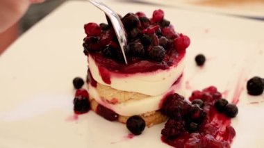 Tatlı. Meyveli kek. Yakın plan..