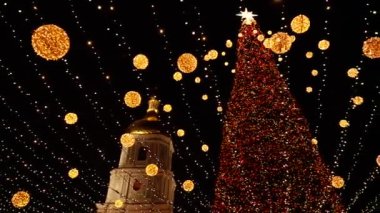 Noel ağacı. Ukrayna 'nın ana ağacı. Kiev.