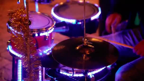 Drums Drumming Musical Instruments Close — Stock video