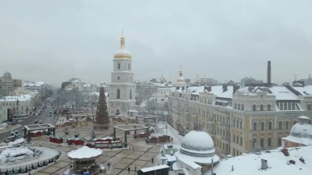 Vánoční stromek. Kyjev. Ukrajina. Letecký pohled.