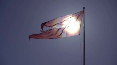 Flag of Denmark. The flag is fluttering in the wind.