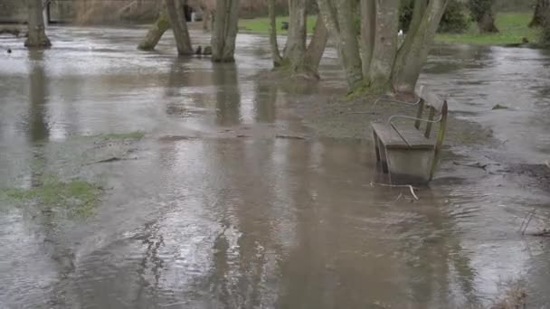 Alluvione Fiume Scorre Fuori Dal Canale Danimarca — Video Stock