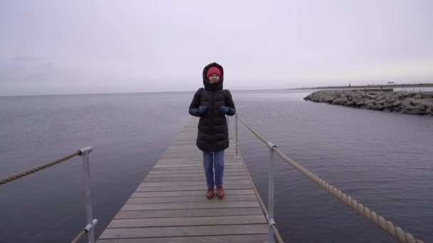 Travel Woman Walks City Copenhagen Denmark — Vídeo de stock