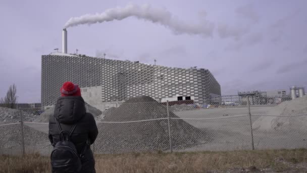 Waste Incineration Plant Modern Waste Incineration Plant Denmark Copenhagen — Vídeo de stock
