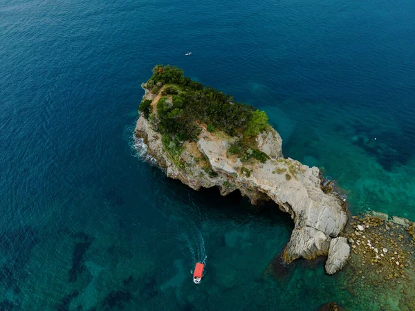 Wyspa Wyspa Wypoczynkowa Czarnogóra Widok Lotu Ptaka — Zdjęcie stockowe