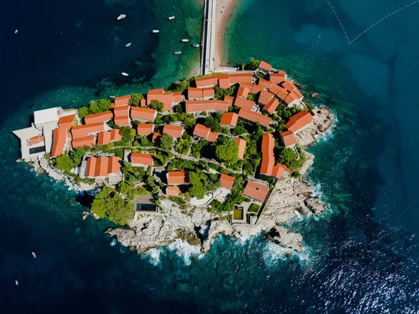 Travel City Sveti Stefan Montenegro Aerial View — Foto de Stock