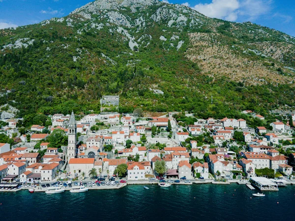Viajar Antigua Ciudad Perast Montenegro Vista Aérea — Foto de Stock