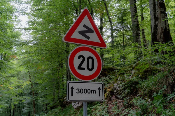 Road Sign Road Sign Warning Sharp Turn — Stockfoto