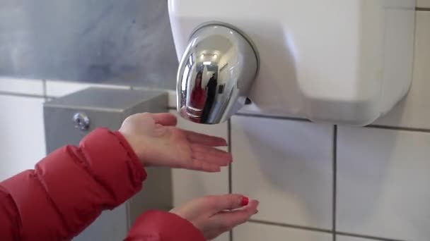Hygiene Hand Dryer Toilet Close — Stock Video