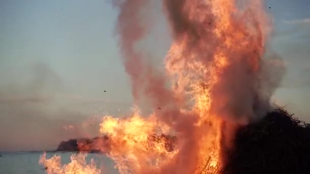 女巫在火刑柱上被烧死索斯泰日 — 图库视频影像