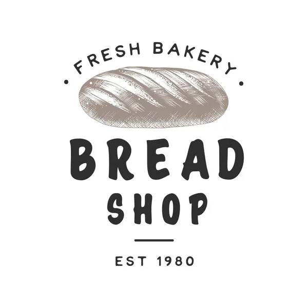 Vintage Style Bakery Shop Label Badge Emblem Logo Monochrome Vector — Stock Vector