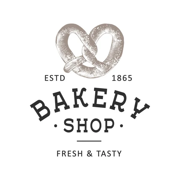 Vintage Style Bakery Shop Simple Label Badge Emblem Logo Template — Stock Vector