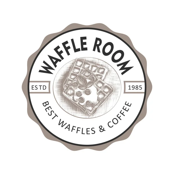 Eski Tarz Fırın Etiketi Rozet Amblem Logo Vektör Çizimi Waffle — Stok Vektör