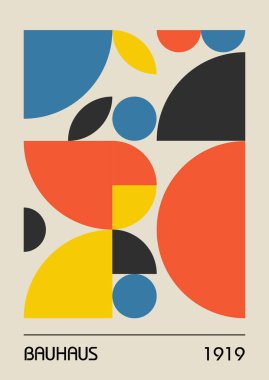 Minimum vintage 20 'ler geometrik tasarım posterleri, duvar resimleri, şablonlar, ilkel şekilli düzenler. Bauhaus retro model arkaplan, vektör soyut çember, üçgen ve kare çizgi sanatı. 