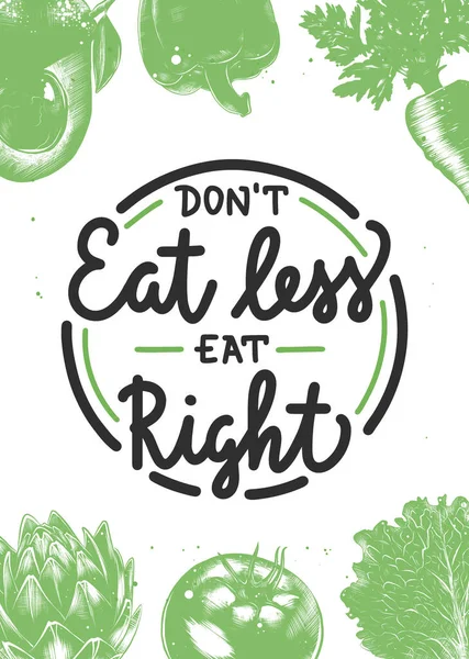 Vector Food Sport Motivational Healthy Lifestyle Poster Não Comer Menos —  Vetores de Stock