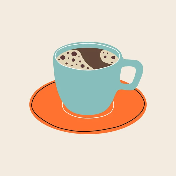 Modern Stil Düz Çizgi Şeklinde Bir Fincan Kahve Tasarımı Sıcak — Stok Vektör