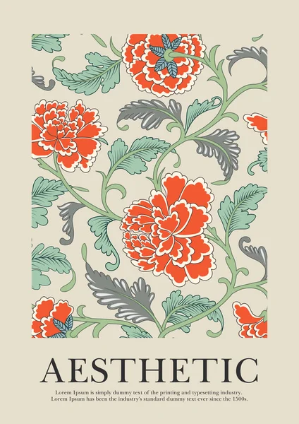 포스터 팜플렛 유기농 식물학적 꽃가지들은 손으로 설계와 벽지를 합니다 그래픽 — 스톡 벡터