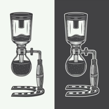 Beyaz ve siyah arka plan için klasik kahve kupası. Amblem, logo, rozet, etiket ya da işaret gibi kullanılabilir. Poster ya da baskı gibi de kullanılabilir. Monokrom Grafik Sanatı. Vektör