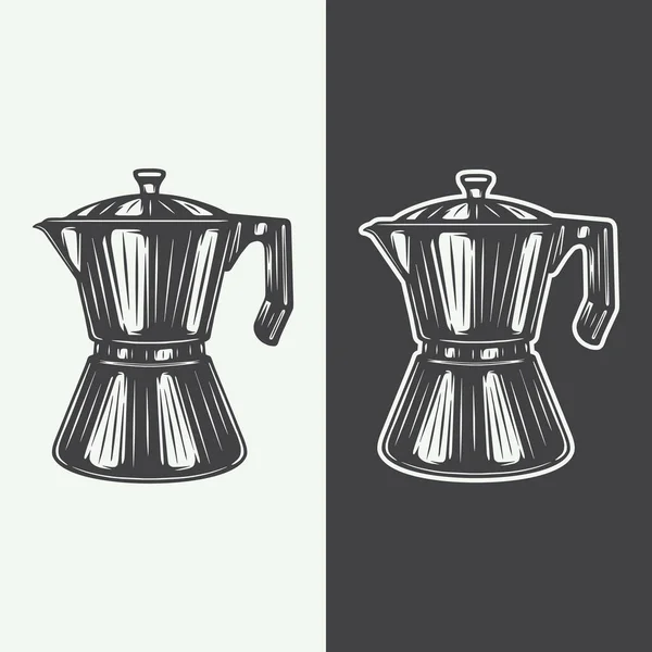 Beyaz Siyah Arka Plan Için Klasik Kahve Kupası Amblem Logo — Stok Vektör