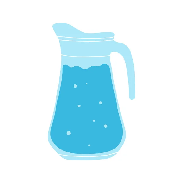 Mineral Water Glass Carafe Element Clipart Flat Line Style Hand — ストックベクタ