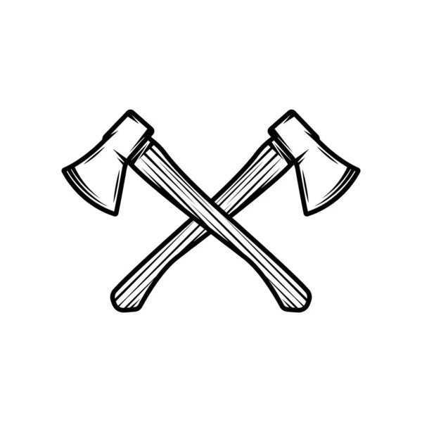 Винтажные Столярные Деревянные Топоры Скрещиваются Можно Использовать Логотип Эмблему Значок — стоковый вектор