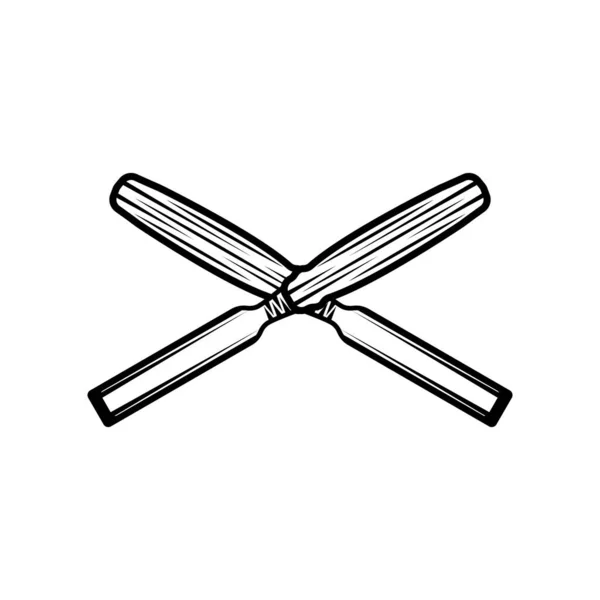 Oldtimer Schreinerei Holzschwertmechaniker Meißelkreuz Kann Wie Emblem Logo Abzeichen Etikett — Stockvektor
