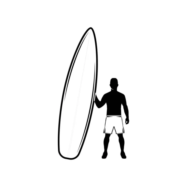 Винтажные Ретро Серфинг Летом Серфинг Человек Можно Использовать Логотип Эмблему — стоковый вектор