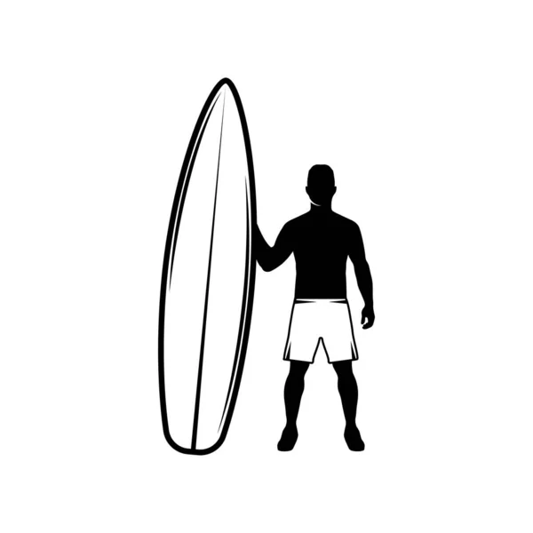 Vintage Retro Surf Sommer Surfer Mann Kann Wie Emblem Logo — Stockvektor