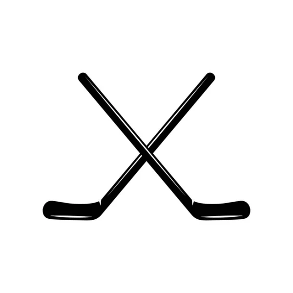 Eski Moda Kış Sporları Hokey Sopası Amblem Logo Rozet Etiket — Stok Vektör