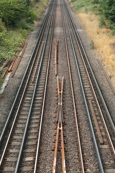 Railway Tracks Laid City Vertical Image — Stock Photo, Image