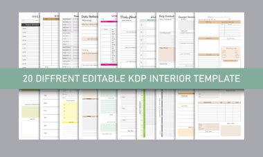 Daily Planner, Productivity Planner, Dream journal, Weekly planner, 20 Different KDP Interior Design Template