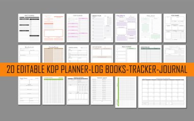 Daily Planner, Productivity Planner, Dream journal, Weekly planner, 20 Different KDP Interior Design Template