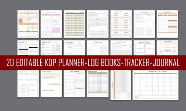 Daily Planner, Productivity Planner, Dream journal, Weekly planner, 20 Different KDP Interior Design Template