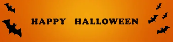 Boldog Halloween Üdvözlő Banner Denevérekkel Másolás Helyet Szöveg Banner — Stock Fotó