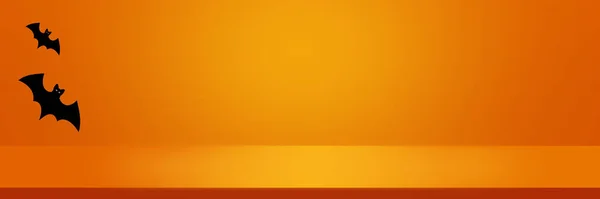 Хэллоуин Оранжевый Фон Летучими Мышами Хэллоуин Дизайн Макета Студия Номер — стоковое фото