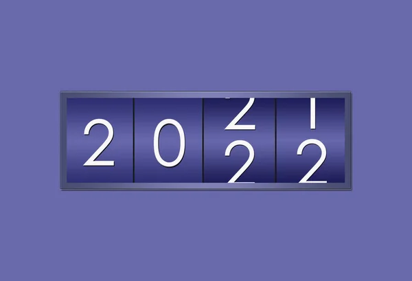 2021 2022 Countdown Timer Geïsoleerd Blauwe Achtergrond Gelukkig Nieuwjaar Vrolijk — Stockfoto