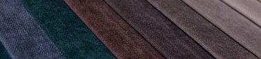 Mobilya kumaşları. Çok renkli kumaş dokusu. Chenille 'de. Pankart