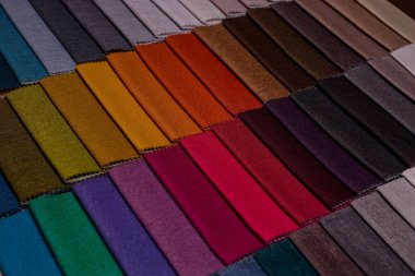 Mobilya kumaşı örnekleri. Çok renkli kumaş dokusu arka planı..