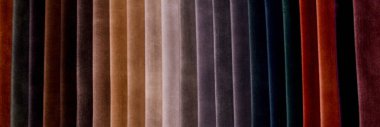 Mobilya kumaşları. Çok renkli kumaş dokusu. Velour.Banner.