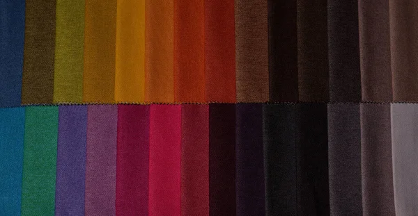 Échantillons Tissus Meubles Tissu Multicolore Texture Fond — Photo