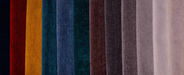 Échantillons Tissus Meubles Tissu Multicolore Fond Texture Chenille Bannière — Photo