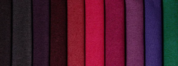Échantillons Tissus Meubles Tissu Multicolore Texture Fond Bannière — Photo