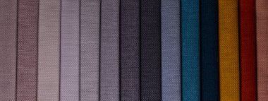 Mobilya kumaşları. Çok renkli kumaş dokusu. Bayrak.