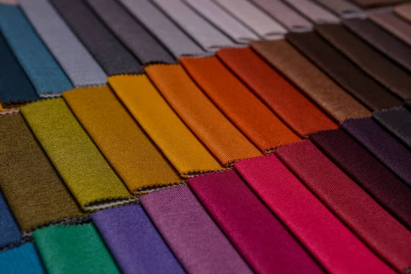 Amostras Tecidos Móveis Fundo Textura Tecido Multicolorido — Fotografia de Stock