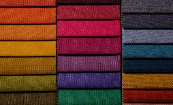 Échantillons Tissus Meubles Tissu Multicolore Texture Fond — Photo