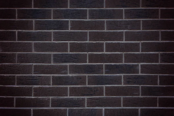 Mörkbrun Tegelvägg Dekorativa Tegelplattor Bakgrundskonsistens Tegelvägg Kopiera Utrymme — Stockfoto