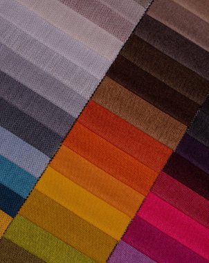 Mobilya kumaşı örnekleri. Çok renkli kumaş dokusu arka planı..