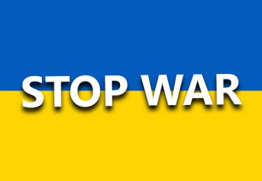 Ukrayna bayrağı. Rusya ve Ukrayna arasındaki savaşı durdurun. Görüntü